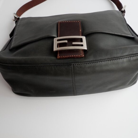 Authentic Preowned Fendi Black/Brown Leather Mamma Baguette Shoulder Bag - Picture 8 of 16